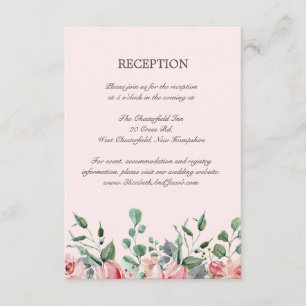 Elizabeth Rosa Blommigt Wedding Reception Tilläggskort