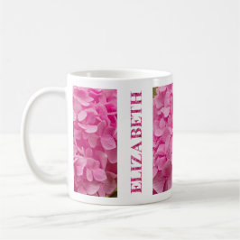 "Elizabeth" Rosa Vår Hydrangea Blommigt Lettering Kaffemugg