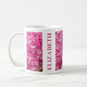 "Elizabeth" Rosa Vår Hydrangea Blommigt Lettering Kaffemugg