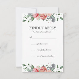 Elizabeth Simple Elegant Rosa Flowers Bröllop OSA Kort