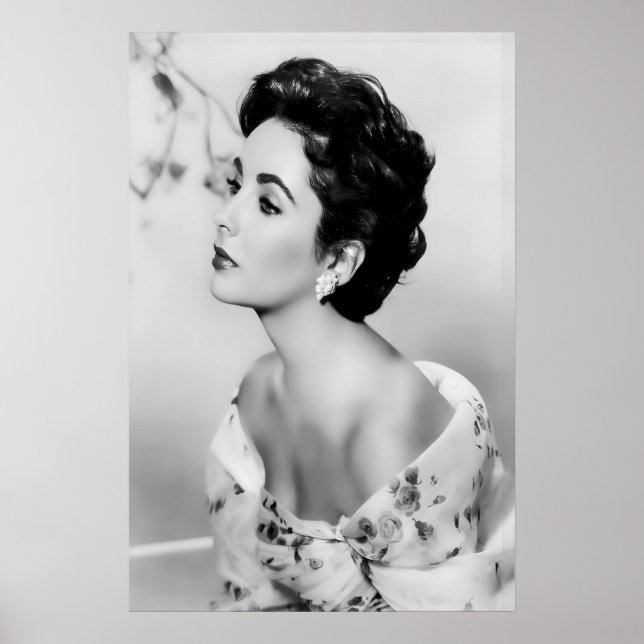 Elizabeth Taylor Fototryck, Svart och Vitt Poster (Framsidan)