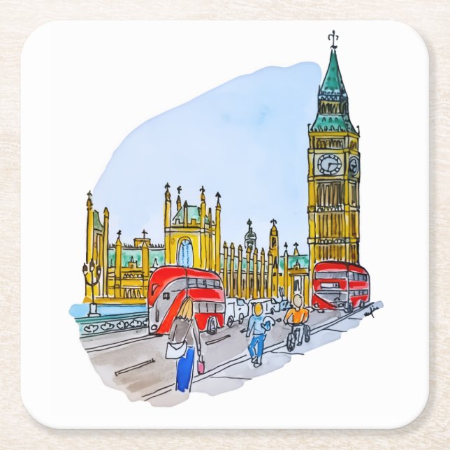 Elizabeth Tower, även kallad Big Ben Underlägg Papper Kvadrat (Framsidan)