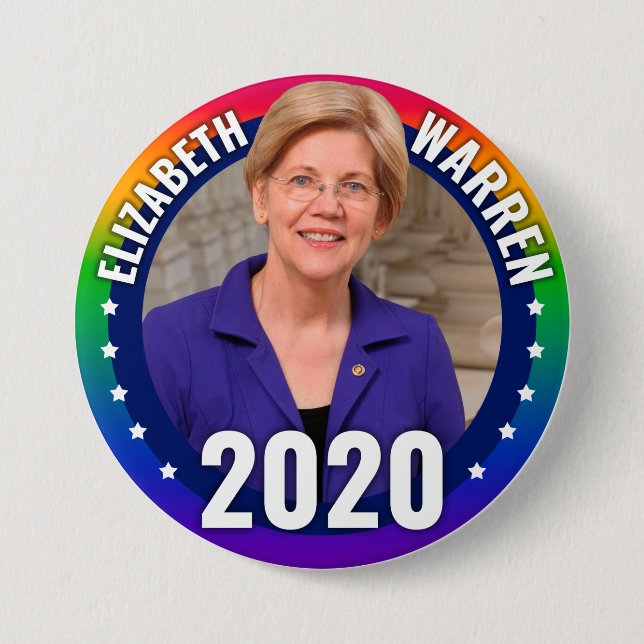 Elizabeth Warren 2020 - Gay pride Rainbow Knapp (Framsida)