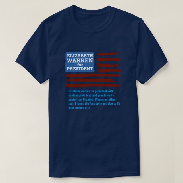 Elizabeth Warren för president med anpassade T-shirt (Design framsida)
