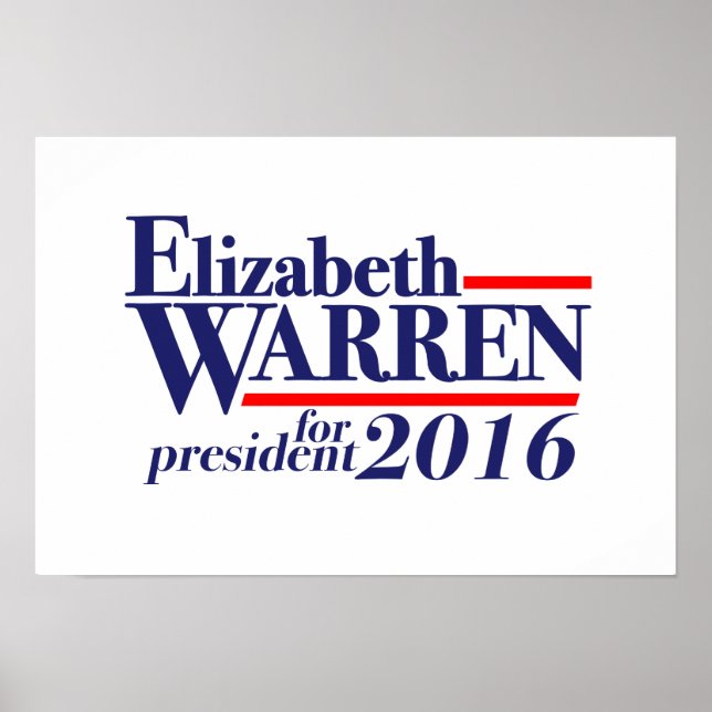 Elizabeth Warren poster för president 2016 (Framsidan)