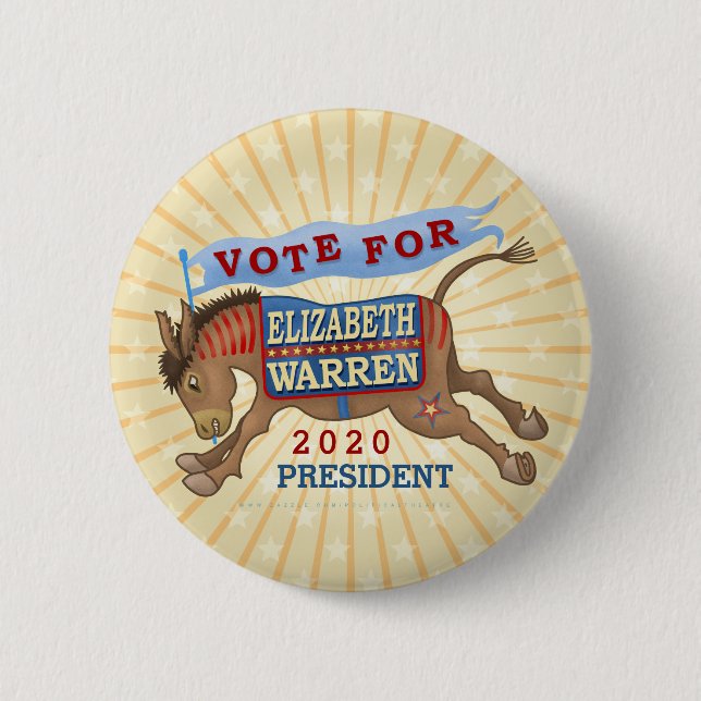 Elizabeth Warren President 2020 Democrat Donkey Knapp (Framsida)