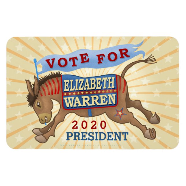 Elizabeth Warren President 2020 Democrat Donkey Magnet (Horisontell)