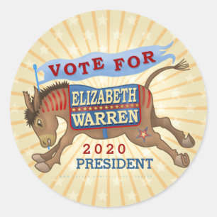 Elizabeth Warren President 2020 Democrat Donkey Runt Klistermärke