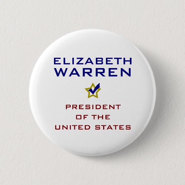 Elizabeth Warren President USA V2 Knapp (Framsida)
