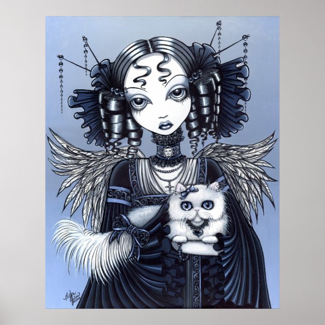 Elizabeth White Persian Cat Angel Poster (Framsidan)