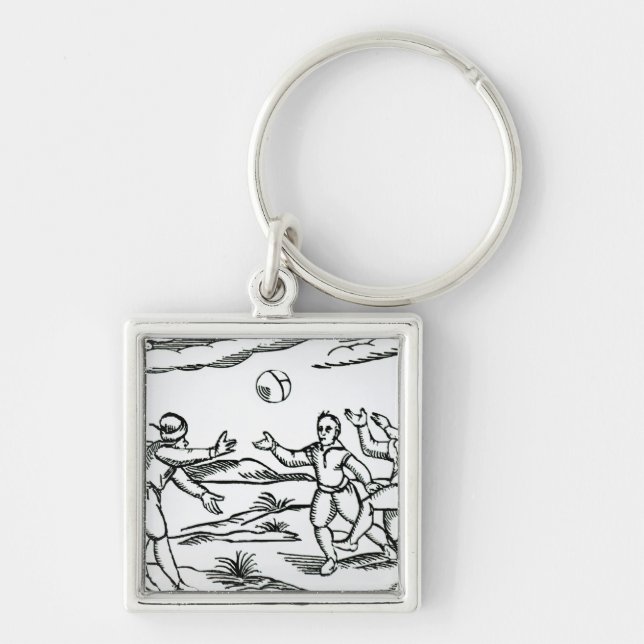 Elizabethan fotboll fyrkantig silverfärgad nyckelring (Framsidan)