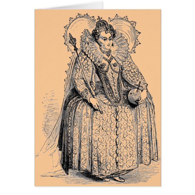 Elizabethansk klänning hälsningskort (Framsidan)