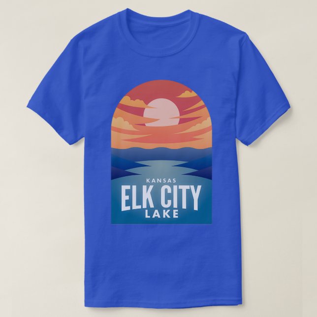 Elk City Sjö KS Retro Sunset T Shirt (Design framsida)
