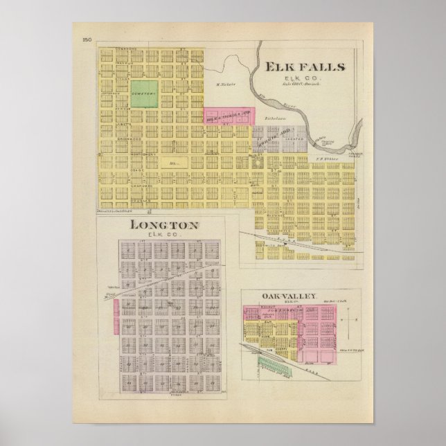 Elk Falls, Longton, Oak Valley, Kansas Poster (Framsidan)