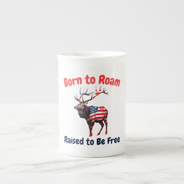 Elk Flagga America Benporslin Mugg (Framsidan)