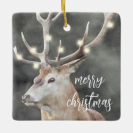 Elk Glowing Light Antlers Rustic Helgdag Julgransprydnad Keramik