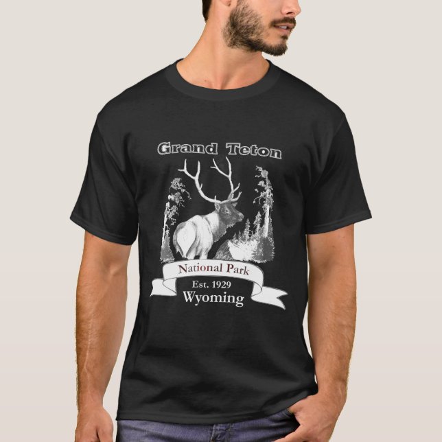 Elk. Grand Teton nationalpark. T-Shirt (Framsida)