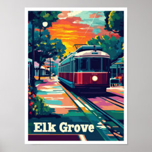 Elk Grove California Vintage resor Illustration Poster