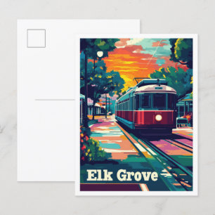 Elk Grove California Vintage resor Illustration Vykort