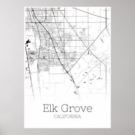 Elk Grove Karta - Kalifornien - City Karta Poster