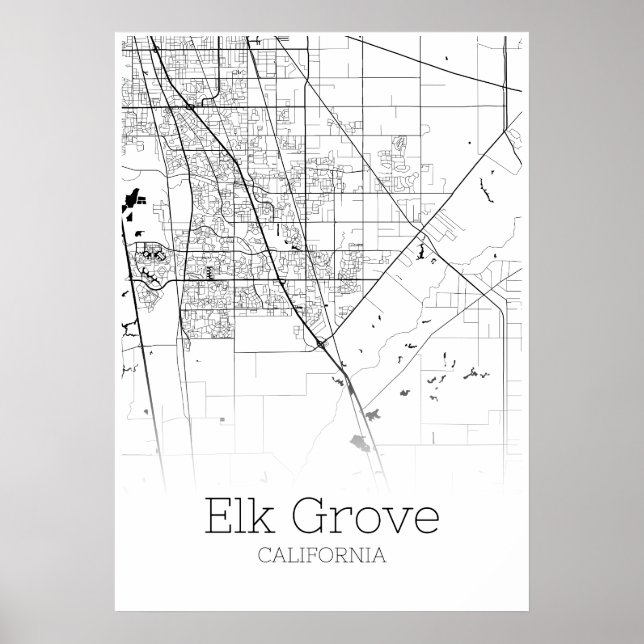 Elk Grove Karta - Kalifornien - City Karta Poster (Framsidan)