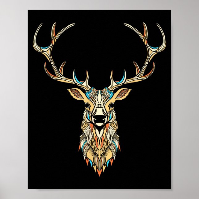 Elk Head _ Face Artistic Illustration Graphic  Poster (Framsidan)