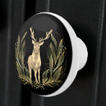 Elk Hjort Black Guld Nature Watercolor Knopp<br><div class="desc">Elegant guld och svart vattenfärg inspirerade elk hjort löv med keramisk dragknapp.</div>