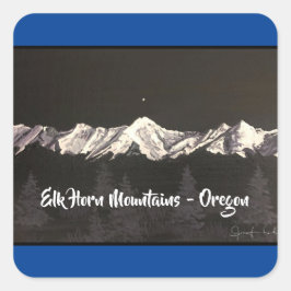 Elk Horn Mountains Blue Sticker Fyrkantigt Klistermärke