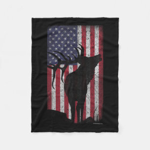 Elk Hunting Bugling Bull Us Flagga - American Retr Fleecefilt