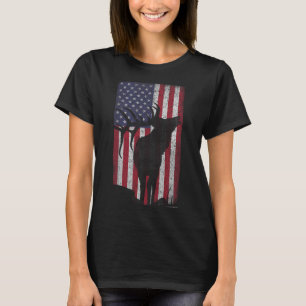 Elk Hunting Bugling Bull Us Flagga - American Retr T Shirt