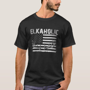 Elk Hunting ElkaholHunters Funny US Flagga Huntin T Shirt