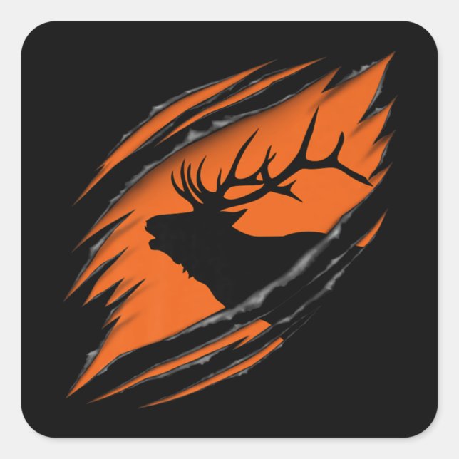 Elk Hunting Premium Fyrkantigt Klistermärke (Framsida)