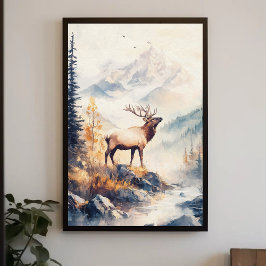 Elk i bergsskogarnet Natature Aesthetic Poster