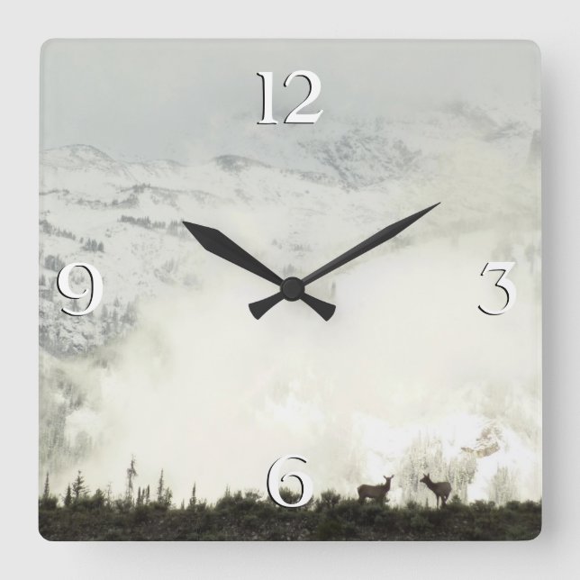 Elk i Grand Teton National Park-foto Fyrkantig Klocka (Framsida)