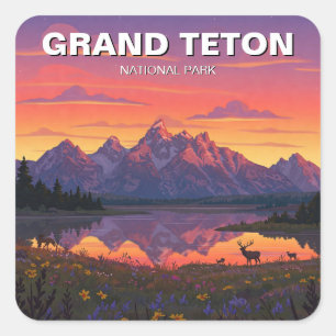 Elk i Grand Teton nationalpark Fyrkantigt Klistermärke