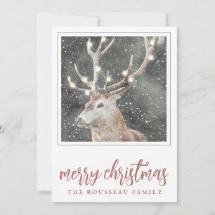 Elk in Winter Snö Helgdag Card Julkort