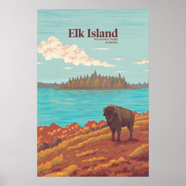 Elk Island nationalpark Alberta Kanada Resa Poster (Framsidan)