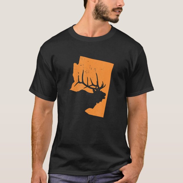 Elk Jakt i Arizona Vi Kärlek till Hunt Elks T Shirt (Framsida)