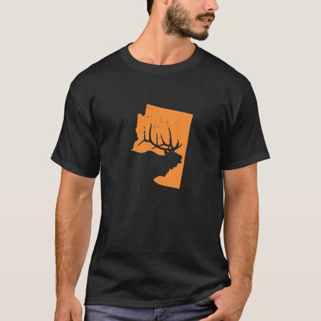 Elk Jakt i Arizona Vi Kärlek till Hunt Elks T Shirt (Framsida)