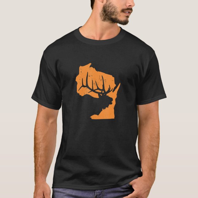 Elk jakt i Wisconsin vi Kärlek till Hunt Elks T Shirt (Framsida)