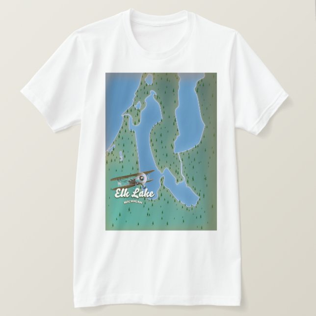 Elk Lake Michigan karta T Shirt (Design framsida)
