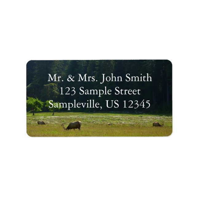 Elk Meadow vid nationalparken Redwood Adressetikett (Framsidan)