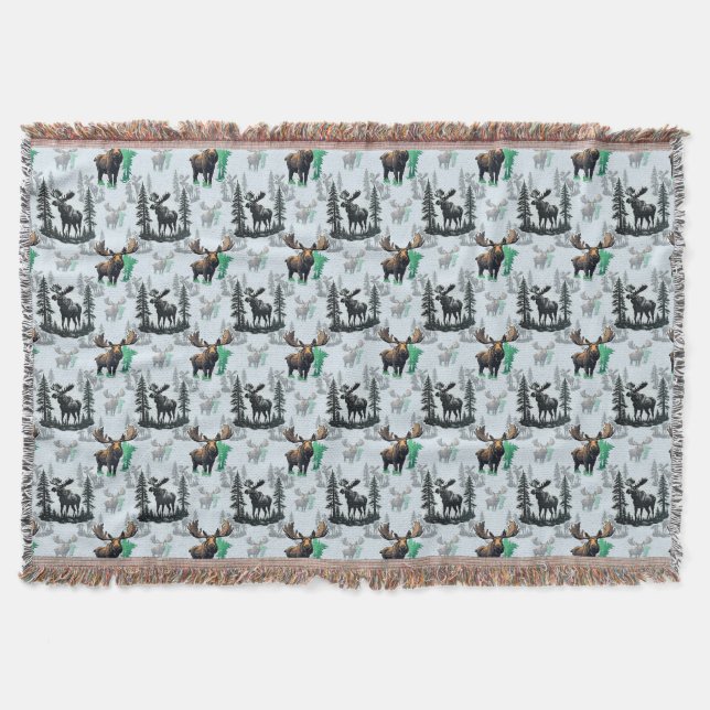 Elk Moose Antlers Hjort Mönster Design Filt (Framsidan)