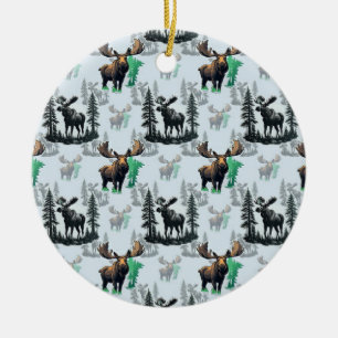 Elk Moose Antlers Hjort Mönster Design Julgransprydnad Keramik