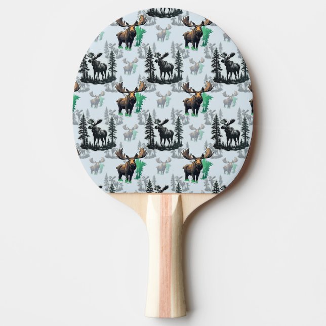 Elk Moose Antlers Hjort Mönster Design Pingisracket (Framsidan)