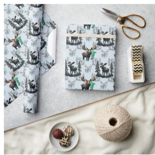 Elk Moose Antlers Hjort Mönster Design Presentpapper