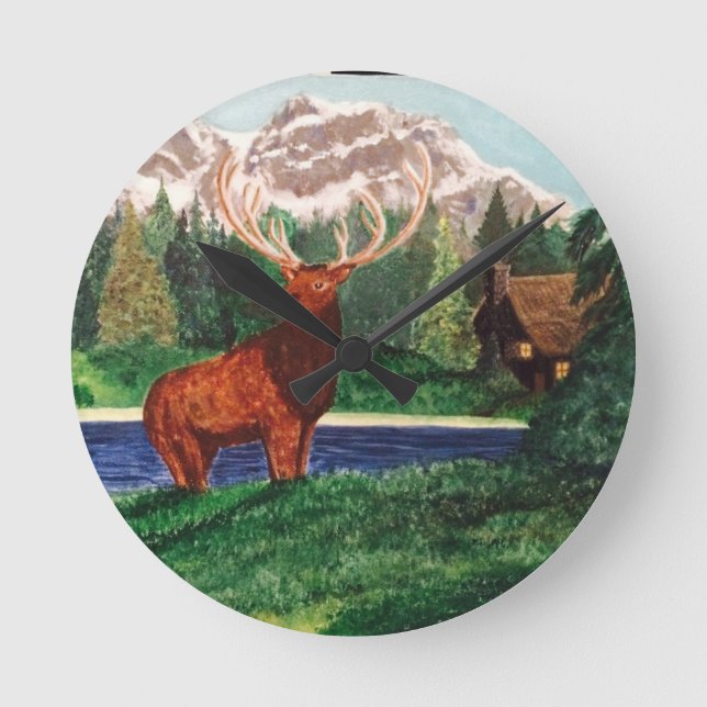 Elk Mountain Clock Rund Klocka (Framsida)