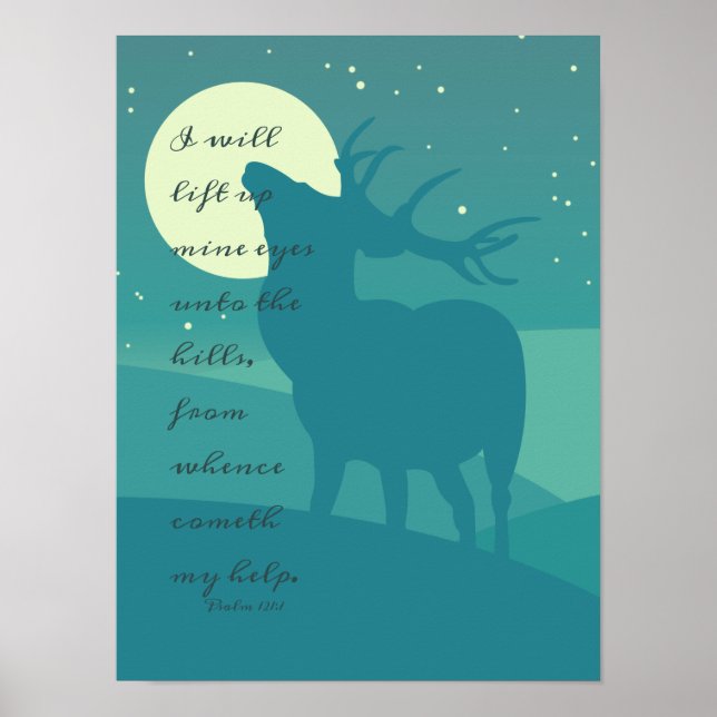 Elk Nature Bible Verse Christian Print Poster (Framsidan)