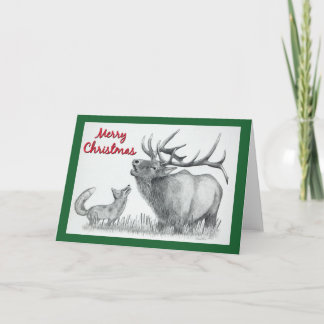 Elk och Fox för God jul Tack Kort