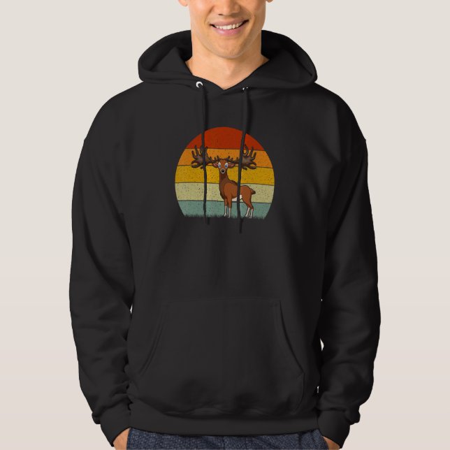 Elk  Retro Style Vintage Hoodie (Framsida)